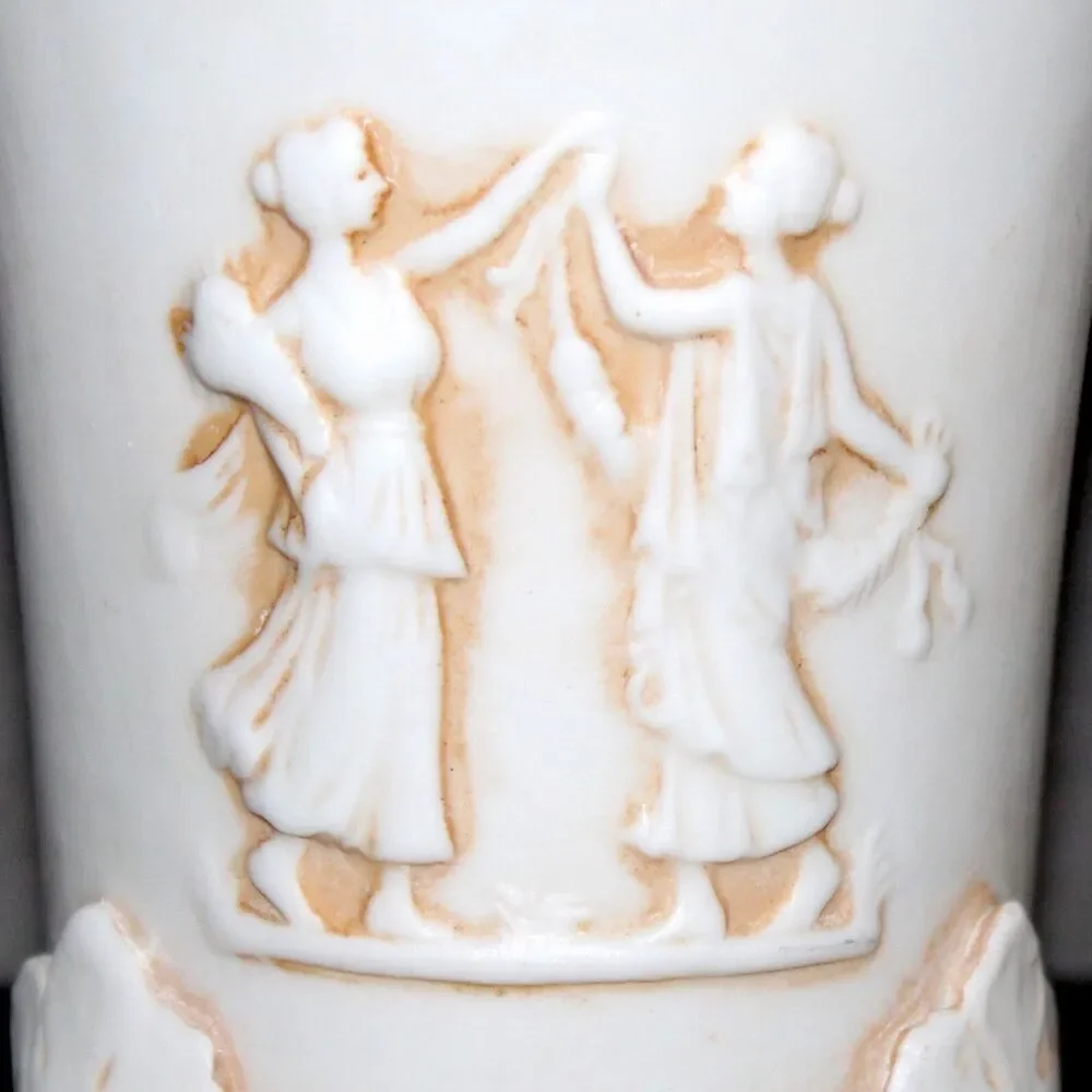 Vintage Vase Cup footed bisque porcelain Greek Classical Mythological